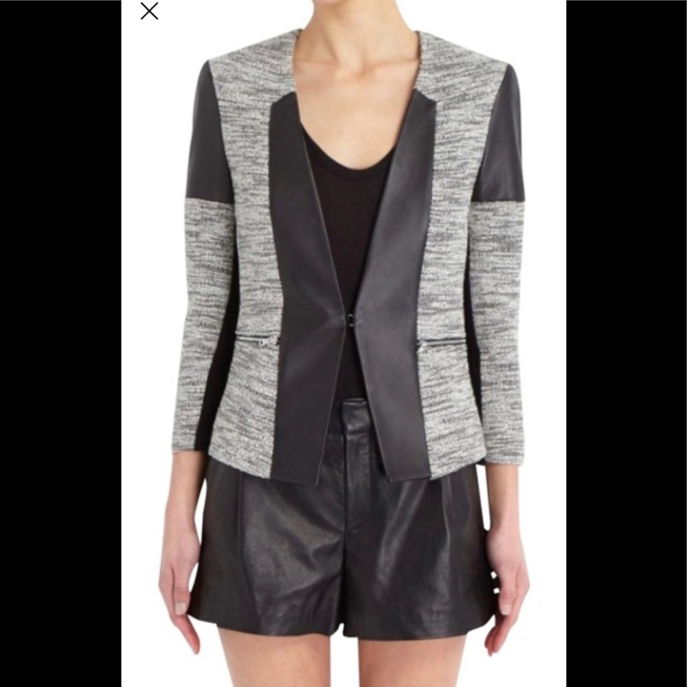 Yigal Azrouël Tweed/Leather Jacket NWT Sz 6